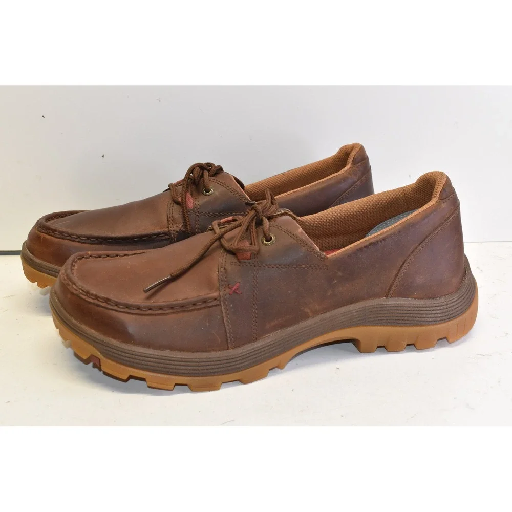 Twisted X Leather Driving Mocs Brown Men 10.5 Lug Soles Boat Shoes Casual NWOT